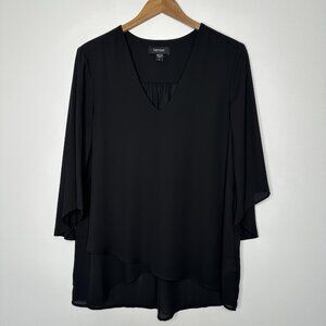 Karen Kane Tunic Top Size L‎ Black Flowy Chiffon Layered